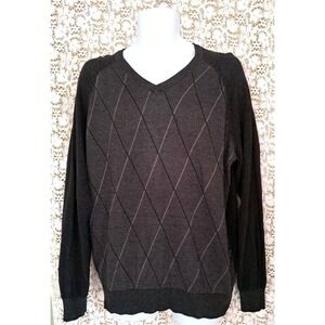 Covington Argyle Sweater Men's Size XL Black/Gray Long Sleeve Casual Comfort